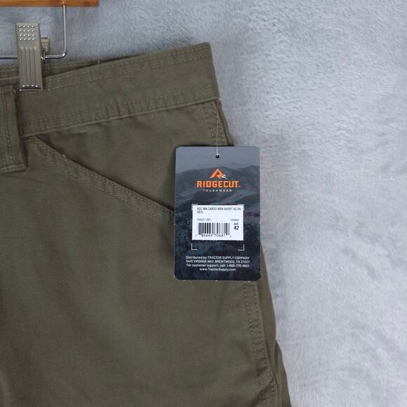 Ridgecut Cargo Shorts Mens 42x11 Green Toughwear Canvas Work Cotton Nylon - Picture 3 of 16